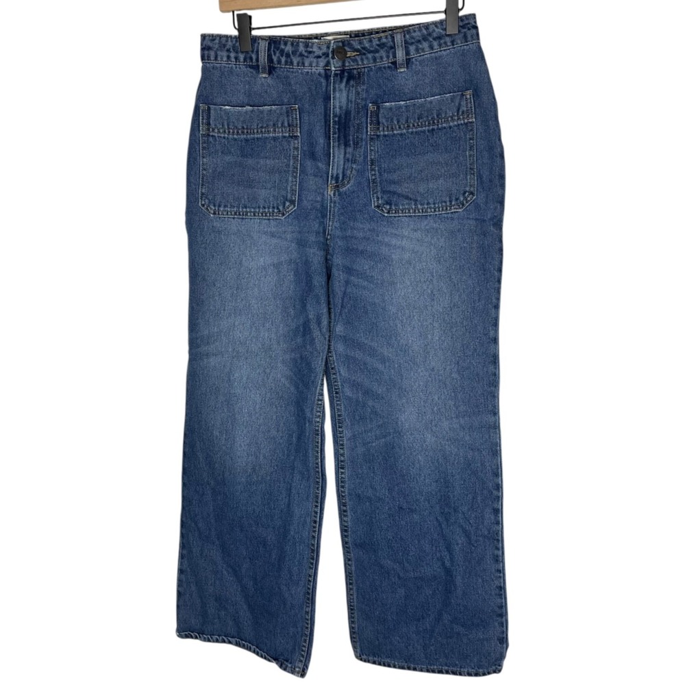 Amuse Society Womens Wide Leg Patch Pocket Denim Jeans Blue Size 29 Boho Coastal